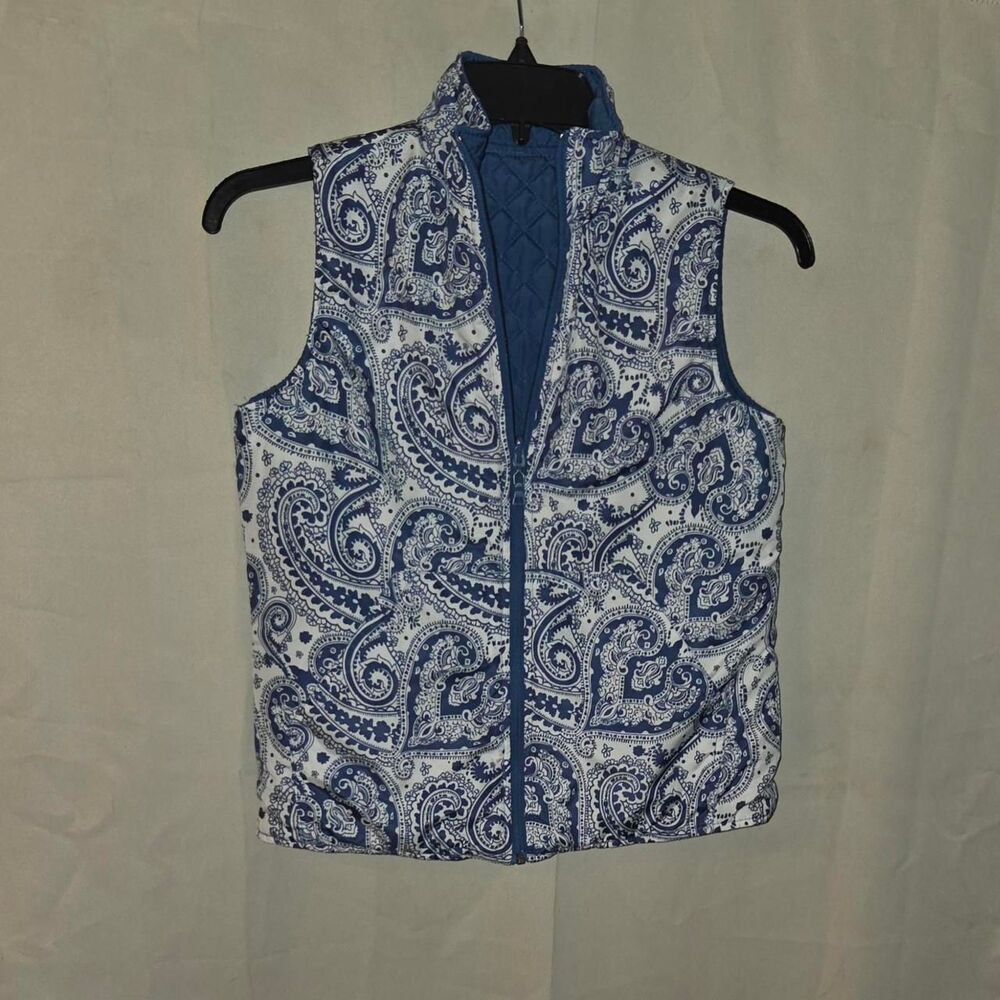 Active Studio Blue Paisley Quilted Vest Size S puffer zipup urban indie